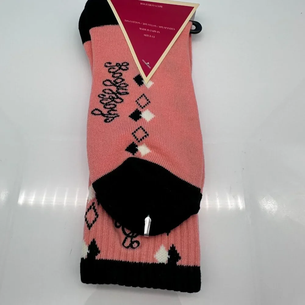 Bogey Boys Men's Comfort Sole Cotton Rich Golf Socks, Shoe Size 8-12, Pink/Black